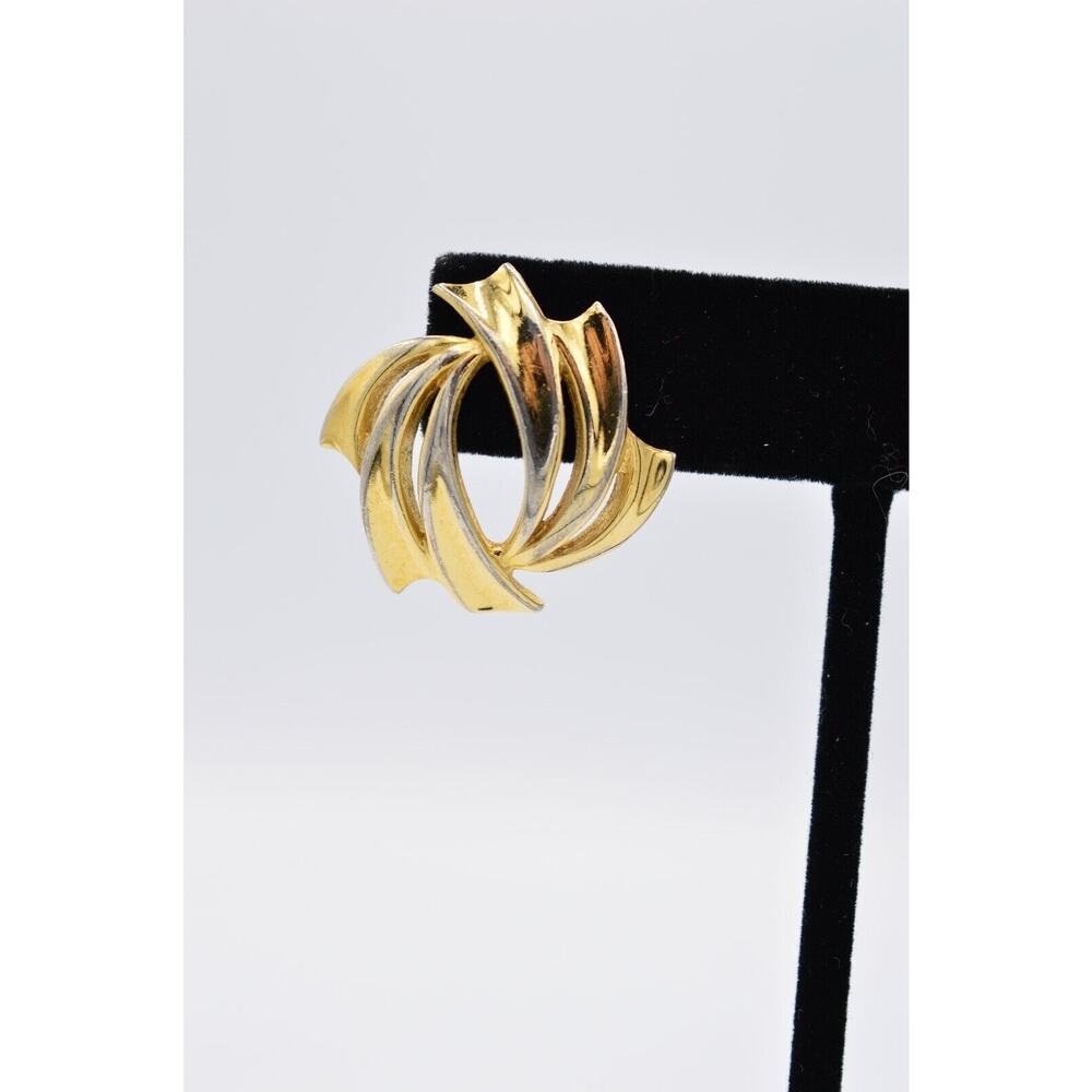 Givenchy Vintage Pierced Statement Earrings Gold Tone Signed 1980s AS IS BinAB - Picture 6 of 10